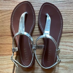 Lauren Ralph Lauren Asida T-Strap Metallic Sandals